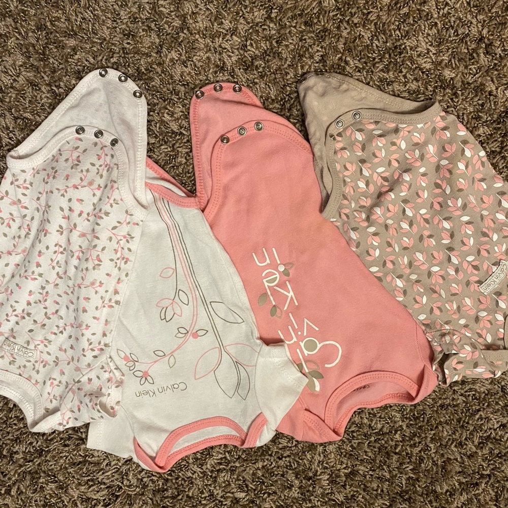 Calvin klein / gerber / chick pea girl onesies